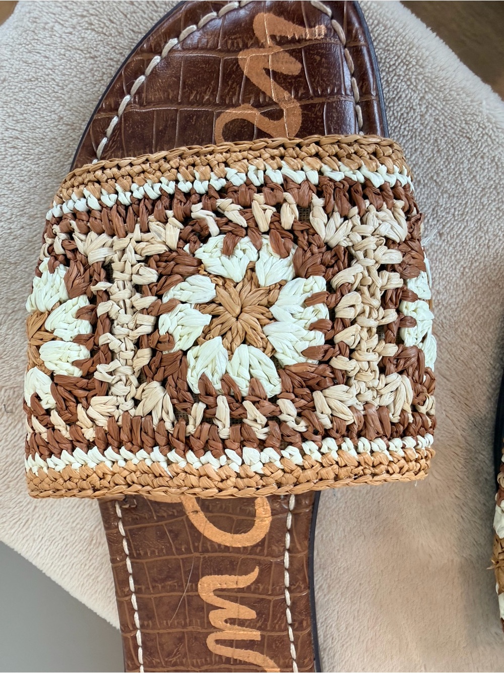 Sam Edelman Luxury Crochet Slide Sandals in Brown and Cream Size 9.5 - Picture 5 of 6